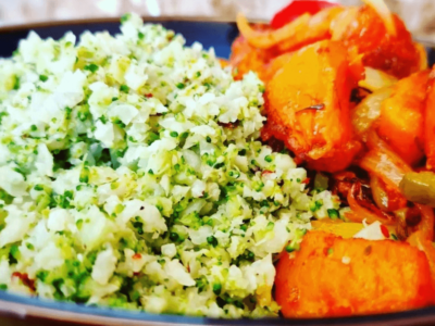 Cauliflower broccoli rice sweet potato combo