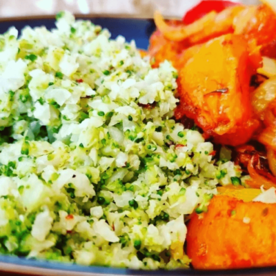 Cauliflower broccoli rice sweet potato combo